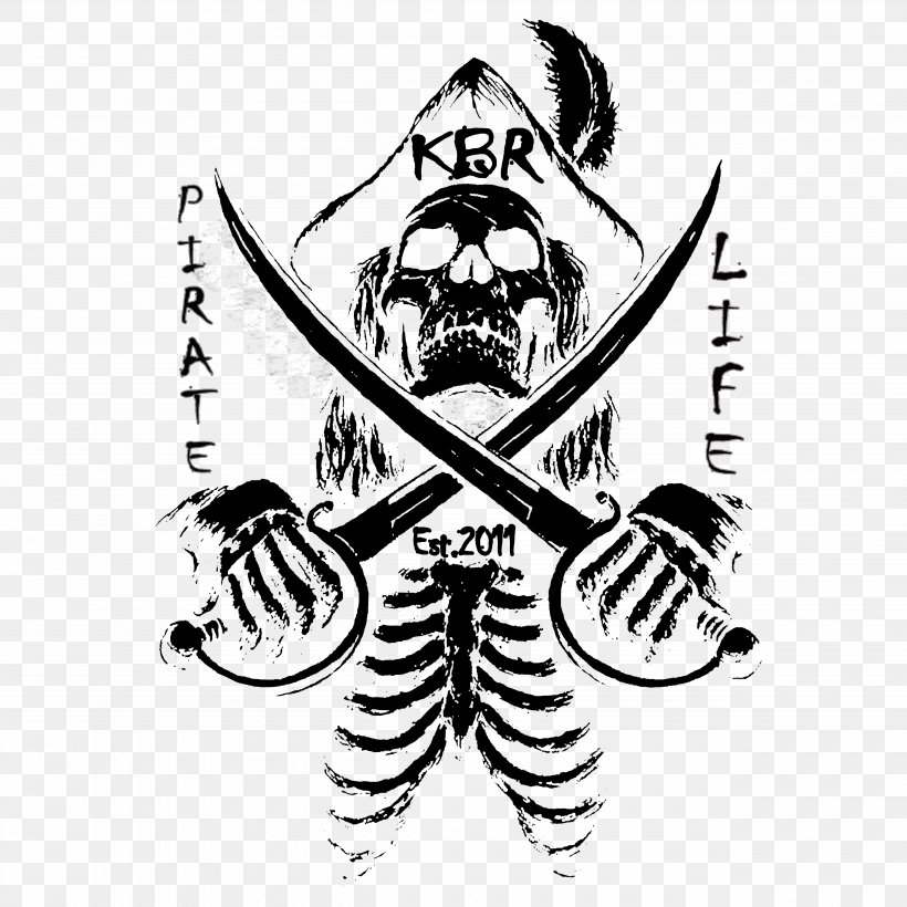 Krewe Of Blackbeard's Revenge KBR Piracy Tampa, PNG, 5100x5100px, Kbr, Art, Black And White, Blackbeard, Bone Download Free