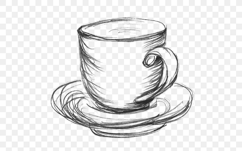 Coffee Cup Teacup Drawing, PNG, 512x512px, Coffee Cup, Artwork, Black And White, Coffee, Cup Download Free