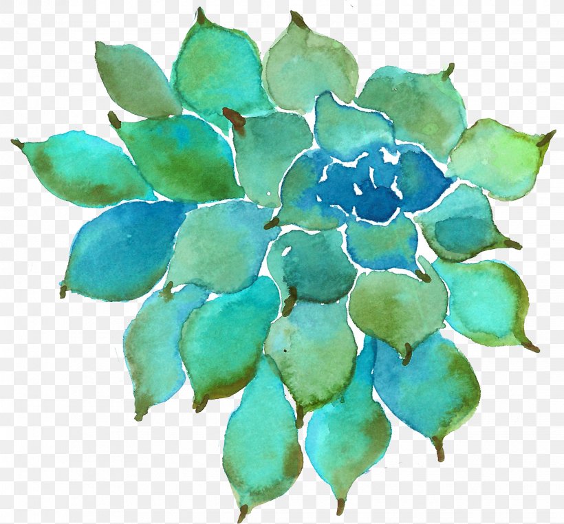 Succulent Plant Watercolor Painting Petal, PNG, 2065x1919px, Succulent Plant, Aqua, Color, Flower, Green Download Free