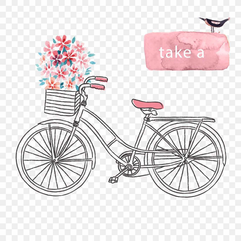 Bicycle Illustration, PNG, 3333x3333px, Bicycle, Bicycle Accessory, Bicycle Basket, Bicycle Frame, Bicycle Part Download Free