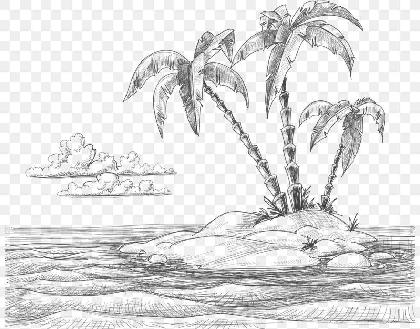 Drawing Beach Sketch, PNG, 800x642px, Drawing, Artwork, Beach, Black And White, Doodle Download Free