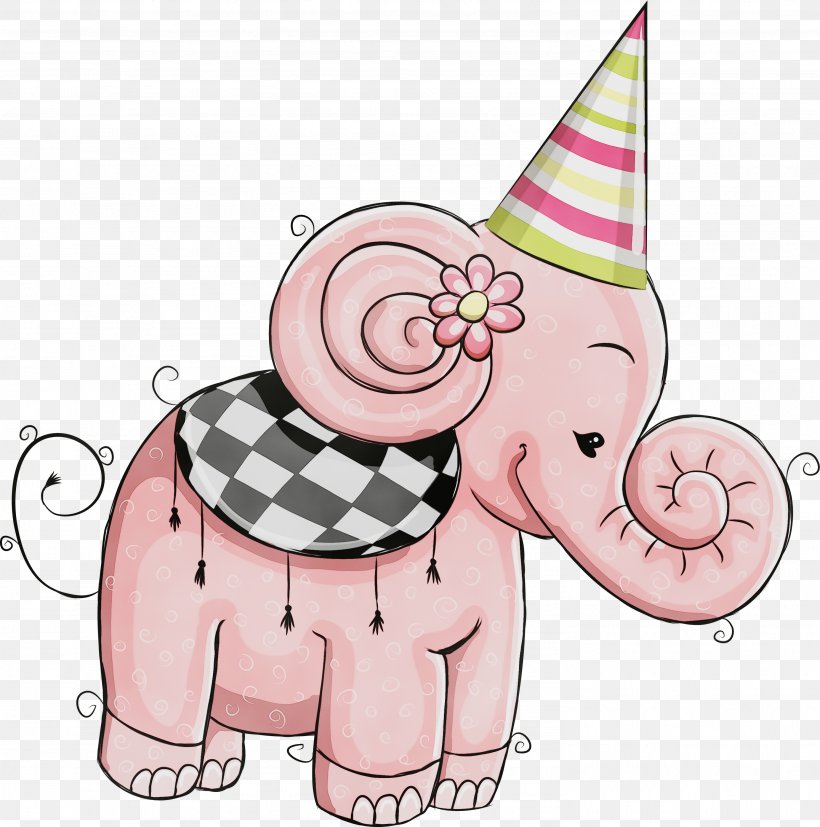 Indian Elephant, PNG, 2972x3000px, Watercolor, Cartoon, Ear, Elephant, Elephants And Mammoths Download Free
