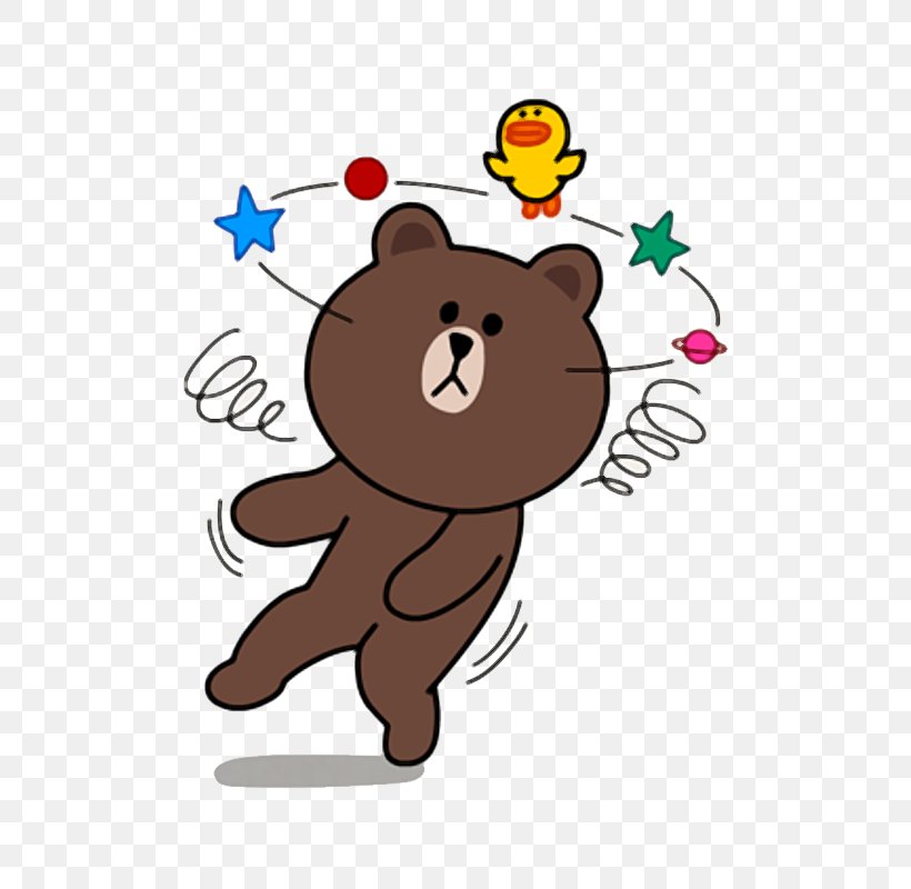 Sticker LINE BROWN FARM Bear Line Friends, PNG, 800x800px, Watercolor, Cartoon, Flower, Frame, Heart Download Free