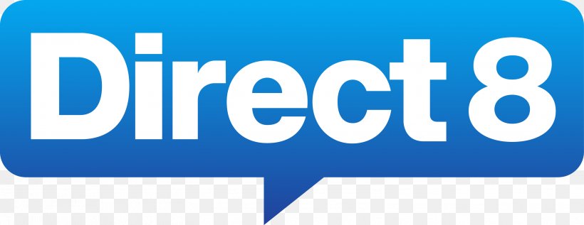 Direct 8 Live Television Television Show Television Channel, PNG, 3108x1202px, Television, Area, Banner, Blue, Brand Download Free