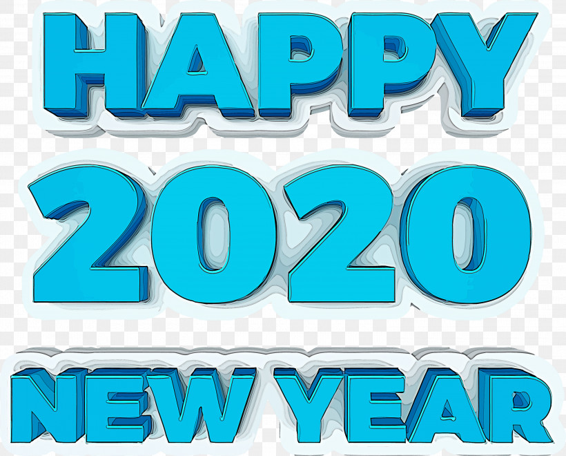 Happy New Year 2020 New Years 2020 2020, PNG, 3000x2417px, 2020, Happy New Year 2020, Aqua, Azure, Electric Blue Download Free