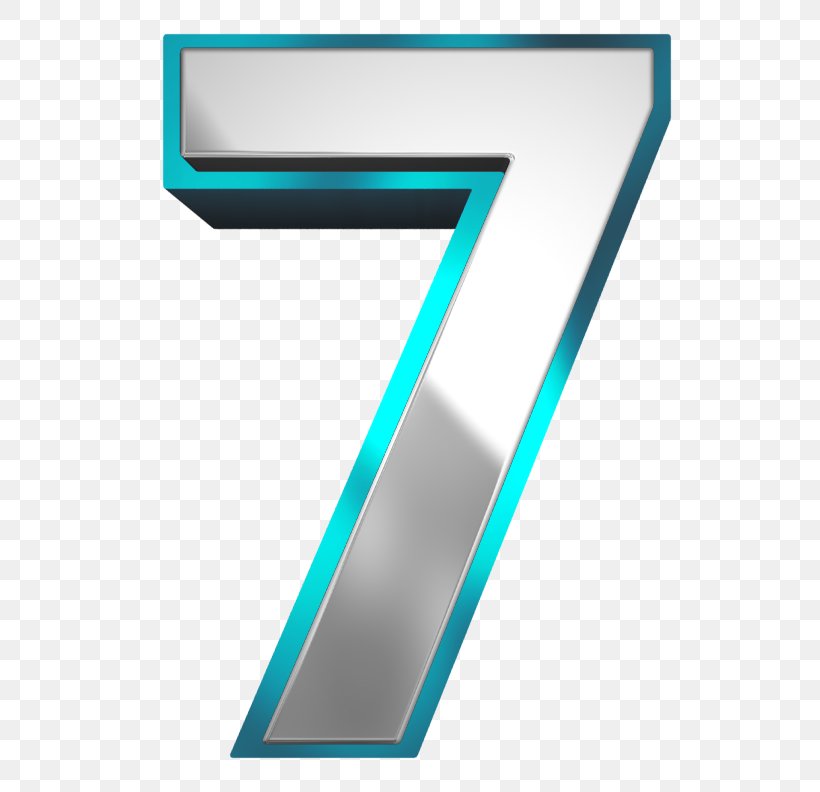 Metallic And Blue Number Seven Clipart Image, PNG, 591x792px, Number, Aqua, Blue, Product Design, Rectangle Download Free
