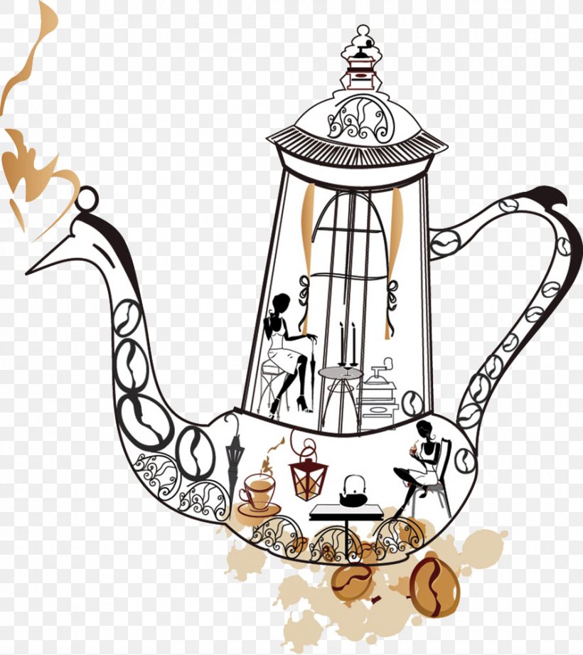 Coffee Tea Cafe Illustration, PNG, 890x1000px, Coffee, Artwork, Cafe, Cartoon, Coffee Bean Download Free