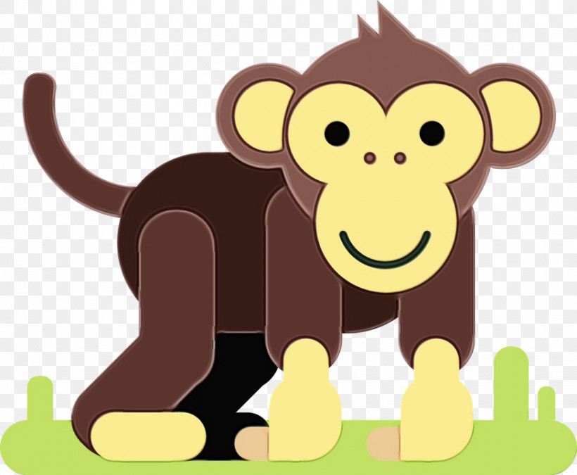 Monkey, PNG, 874x720px, Watercolor, Animal, Animal Figure, Animation, Cartoon Download Free