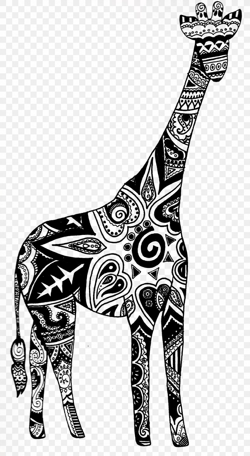Giraffe Henna Drawing Poster Clip Art, PNG, 1594x2904px, Giraffe, Art, Black And White, Child, Coloring Book Download Free
