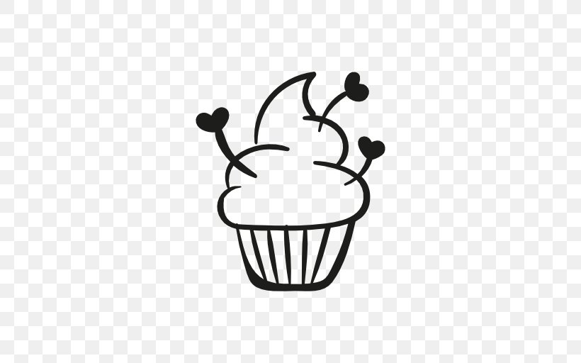 Cupcake Cream Chocolate Cake Frosting & Icing, PNG, 512x512px, Cupcake, Area, Birthday Cake, Black, Black And White Download Free