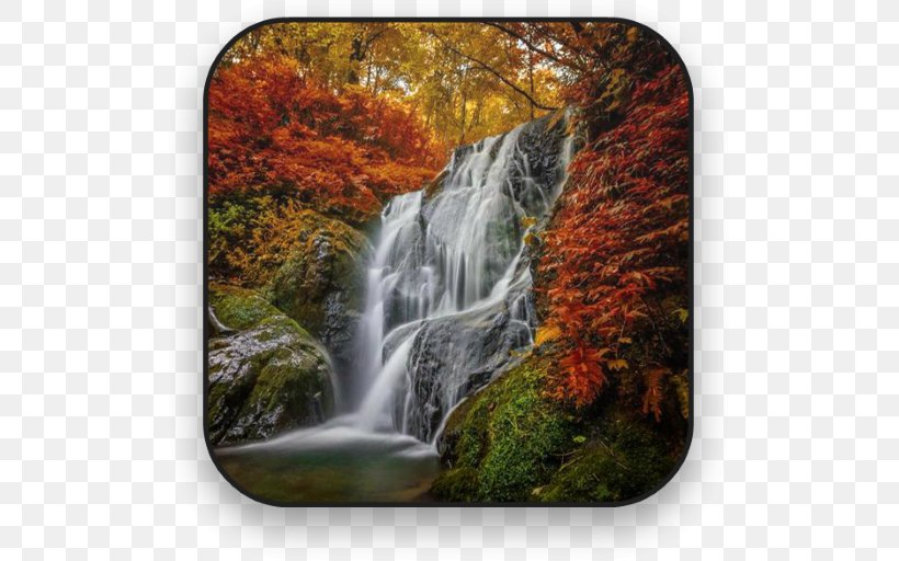 Waterfall Desktop Wallpaper Autumn Colors Wallpaper, PNG, 512x512px, Waterfall, Android, Autumn, Body Of Water, Chute Download Free