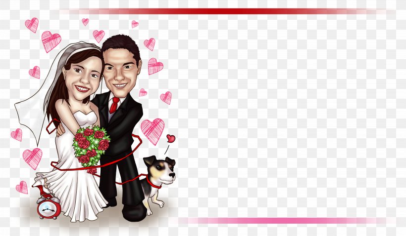 Art Caricature Marriage Convite, PNG, 6379x3723px, Watercolor, Cartoon, Flower, Frame, Heart Download Free