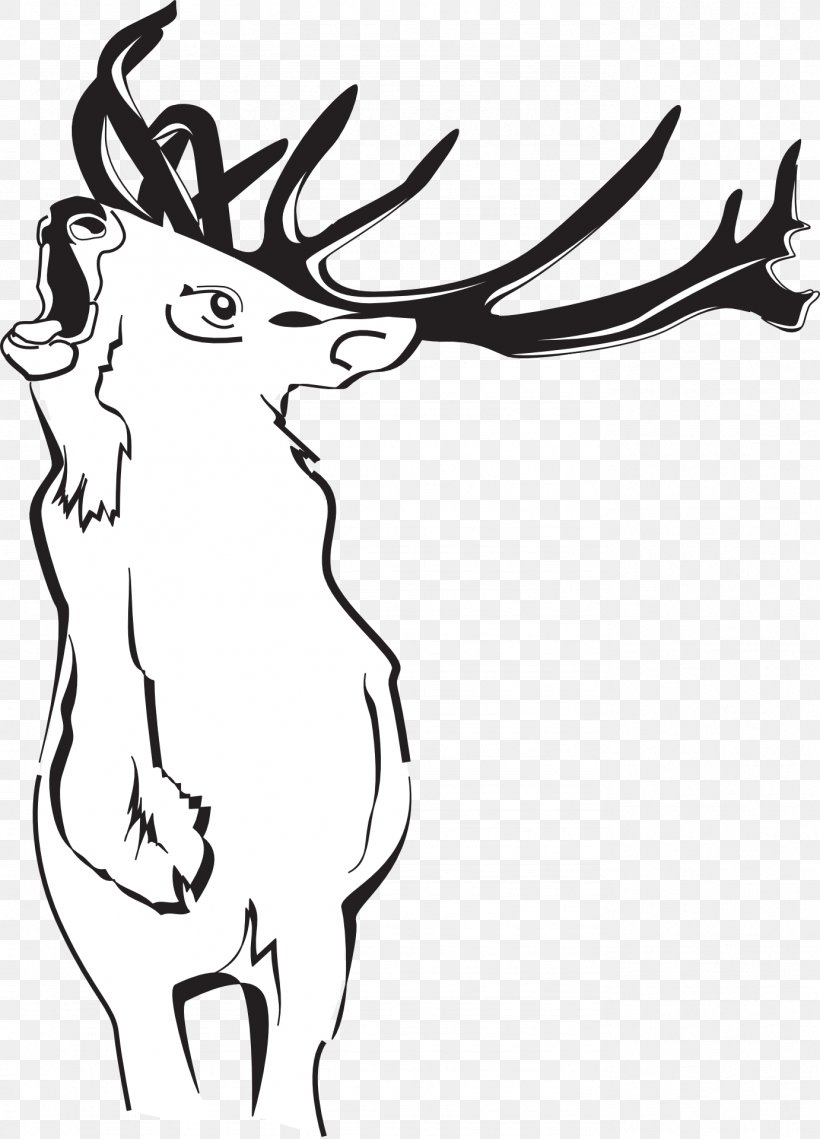 Reindeer Red Deer White-tailed Deer Clip Art, PNG, 1382x1920px, Reindeer, Antler, Artwork, Black And White, Deer Download Free