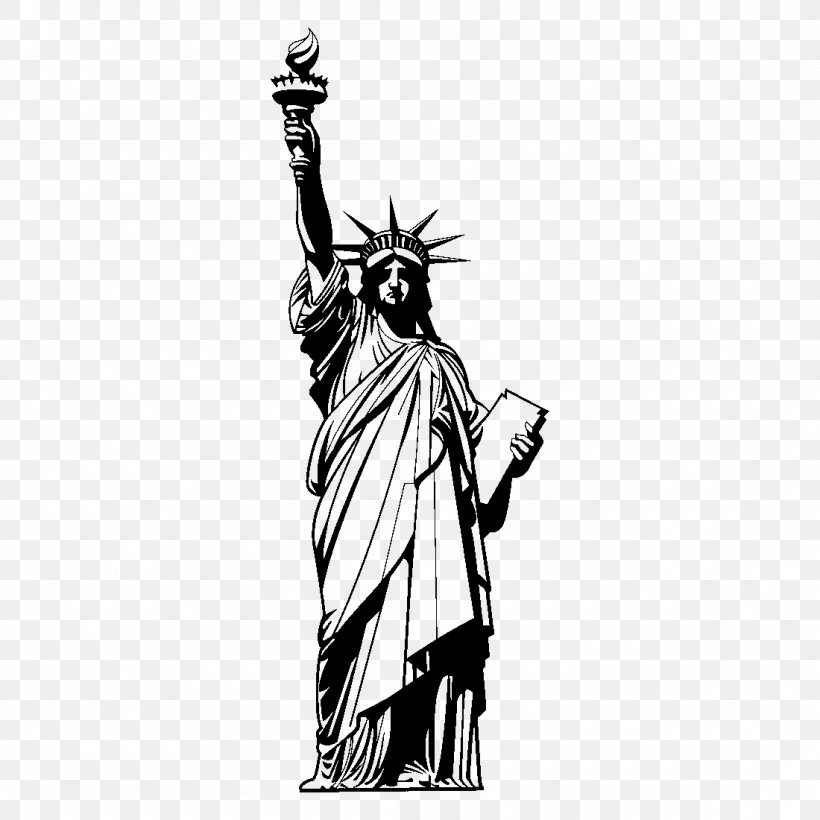 Statue Of Liberty Clip Art, PNG, 1100x1100px, Statue Of Liberty, Art, Black And White, Cold Weapon, Costume Design Download Free