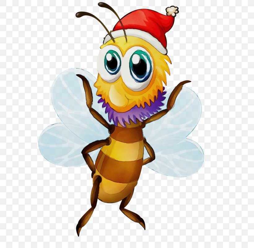 Christmas Bee, PNG, 572x800px, Watercolor, Animated Cartoon, Animation, Arthropod, Bee Download Free