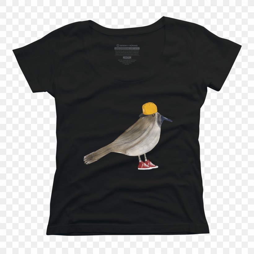 T-shirt Sleeve Top Neckline Crew Neck, PNG, 2400x2400px, Tshirt, Beak, Black, Crew Neck, Design By Humans Download Free