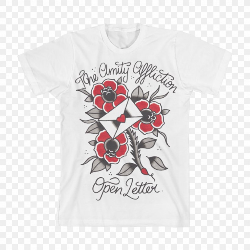T-shirt The Amity Affliction Roadrunner Records Tattoo Merchandising, PNG, 1600x1600px, Watercolor, Cartoon, Flower, Frame, Heart Download Free