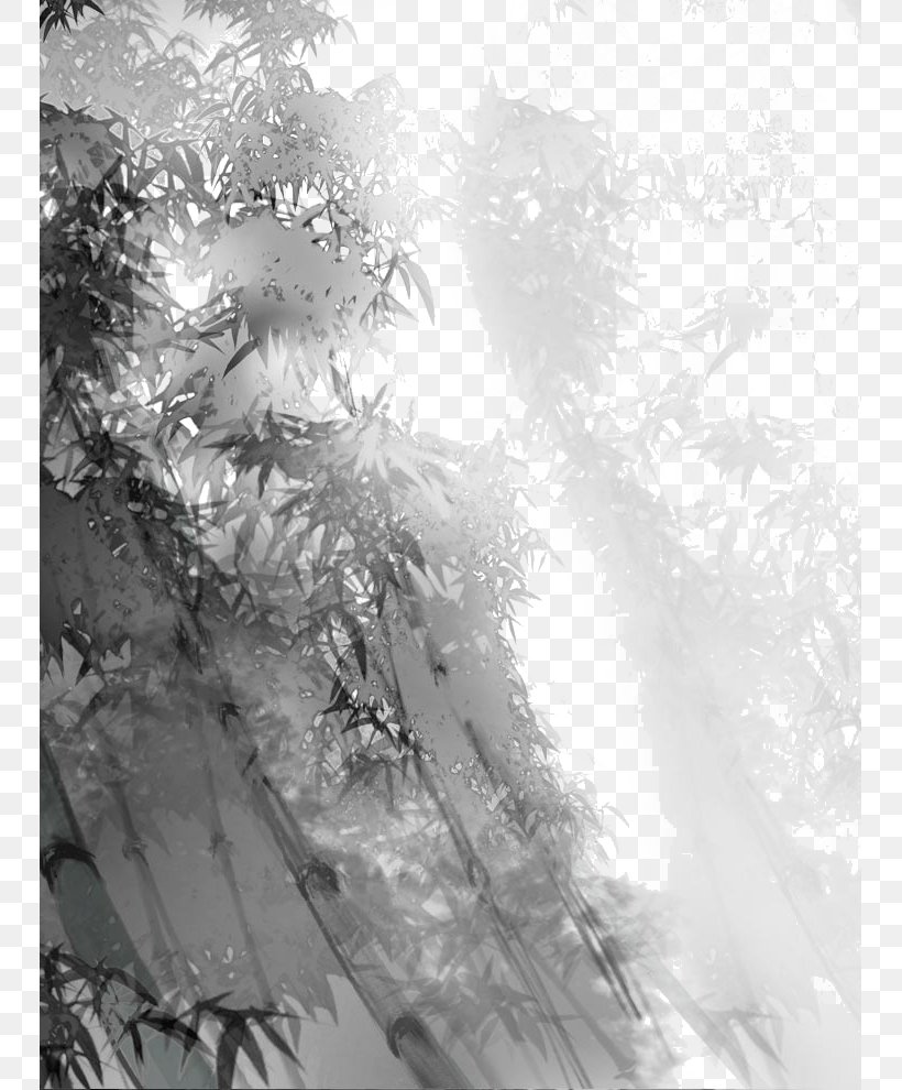 Ink Wash Painting Bamboe, PNG, 747x990px, Ink, Bamboe, Bamboo, Black And White, Blizzard Download Free