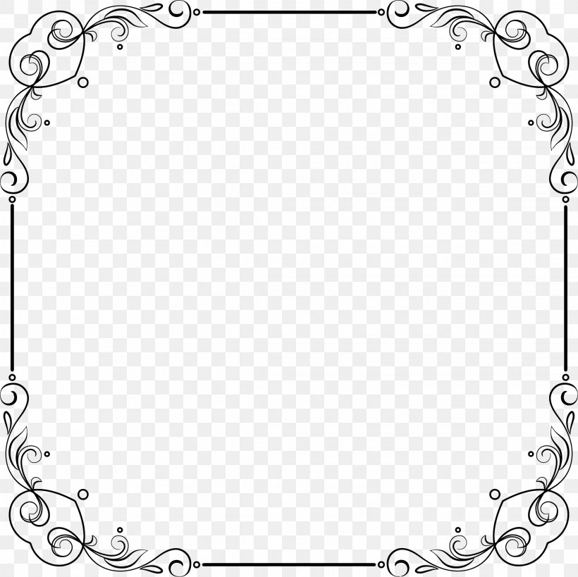 Picture Frames Clip Art, PNG, 2282x2281px, Picture Frames, Area, Black And White, Body Jewelry, Border Download Free