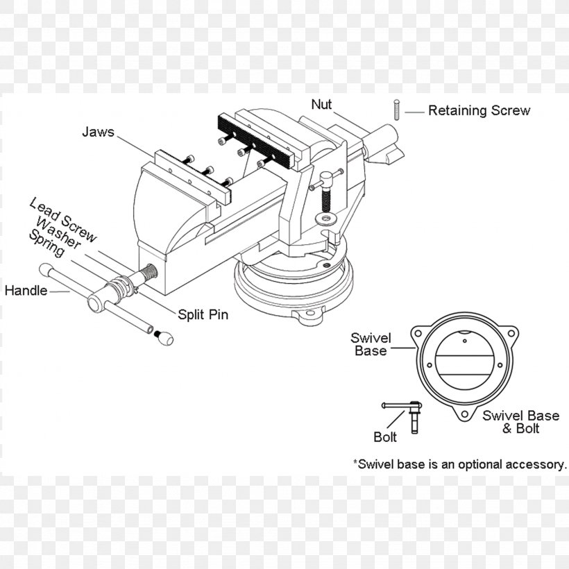 Vise Engineering Machine /m/02csf Technology, PNG, 2048x2048px, Vise, Auto Part, Black And White, Diagram, Drawing Download Free