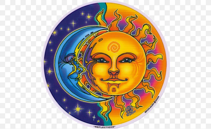 Mandala Moon Color Drawing Sticker, PNG, 500x501px, Mandala, Art, Bumper Sticker, Chakra, Color Download Free