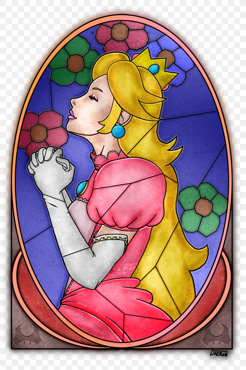 Window Super Mario 64 Princess Peach Stained Glass, PNG, 1166x1755px, Window, Art, Cartoon, Fictional Character, Flower Download Free