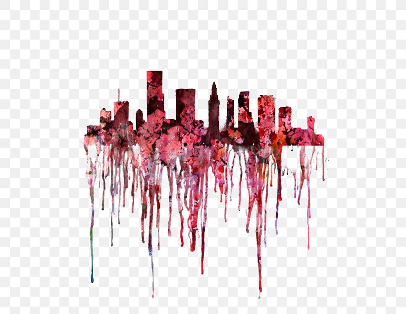 Silhouette Skyline Art Architecture Watercolor Painting, PNG, 564x635px, Silhouette, Architecture, Art, Blood, City Download Free