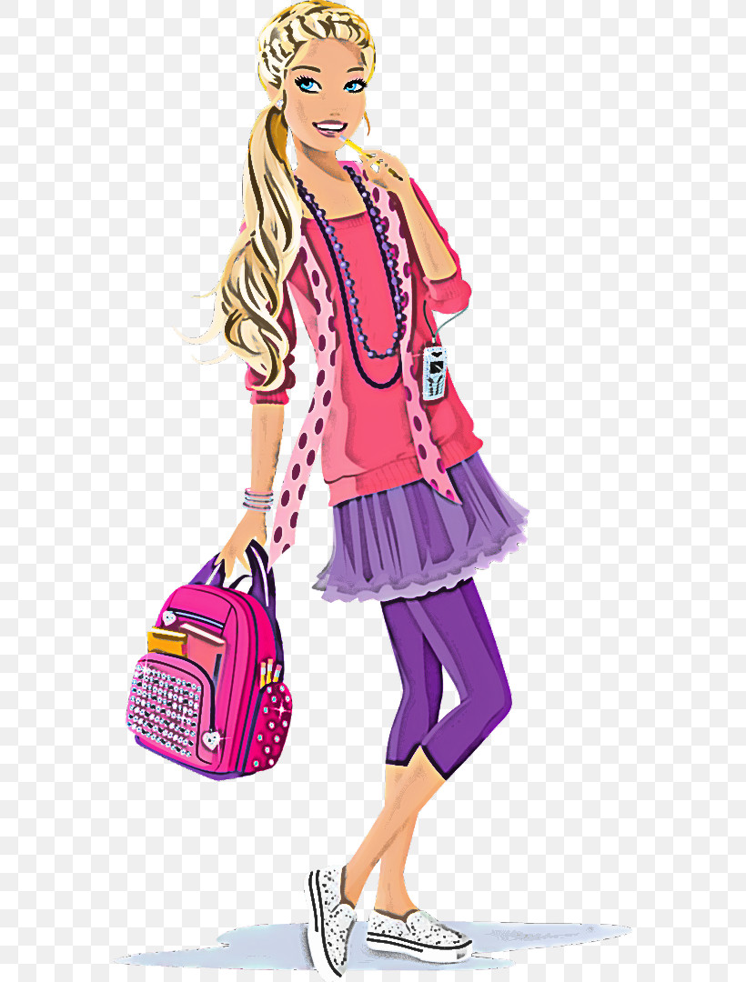 Barbie Pink Magenta Toy Doll, PNG, 570x1080px, Barbie, Bag, Doll, Fashion, Fashion Design Download Free