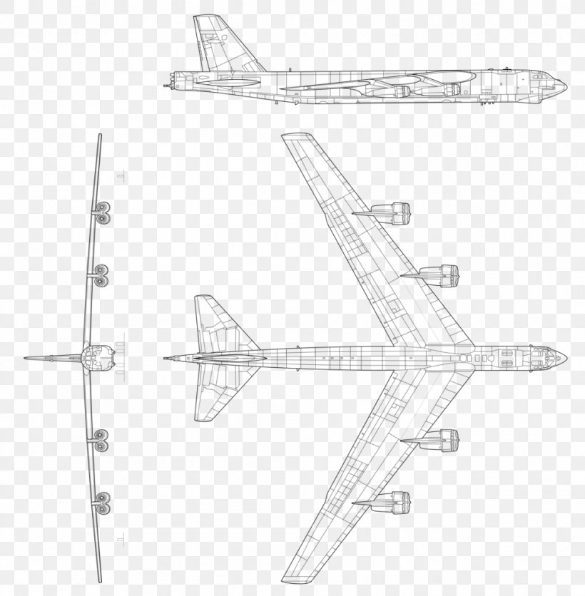 Boeing B-52 Stratofortress Airplane Northrop Grumman B-2 Spirit B-52H Aircraft, PNG, 1004x1024px, Boeing B52 Stratofortress, Aircraft, Airplane, Black And White, Boeing Download Free