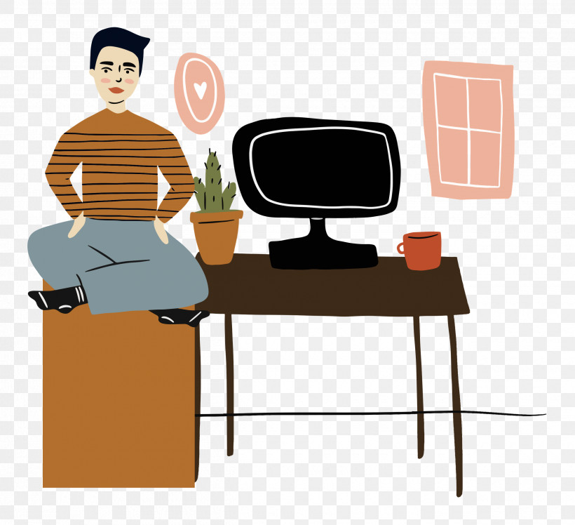 At Home, PNG, 2500x2283px, At Home, Cartoon, Chair, Desk, Productivity Download Free