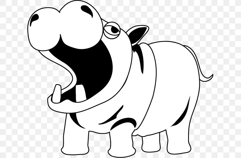 Hippopotamus Black And White Clip Art, PNG, 633x539px, Hippopotamus, Animal Figure, Area, Artwork, Black Download Free