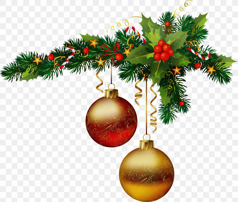 Christmas Decoration, PNG, 3000x2540px, Watercolor, Branch, Christmas, Christmas Decoration, Christmas Ornament Download Free