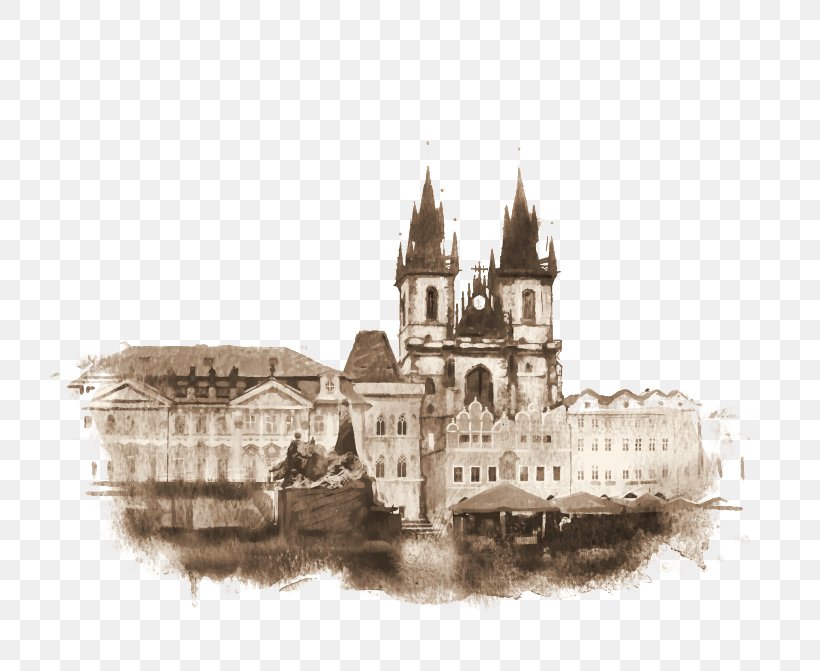 Prague Castle Vector Graphics Drawing Stock Illustration, PNG, 800x671px, Prague Castle, Architecture, Building, Castle, Drawing Download Free