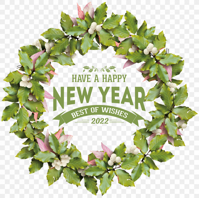Happy New Year 2022 2022 New Year 2022, PNG, 3000x2991px, Wreath, Christmas Day, Flower, Flower Bouquet, Garden Roses Download Free