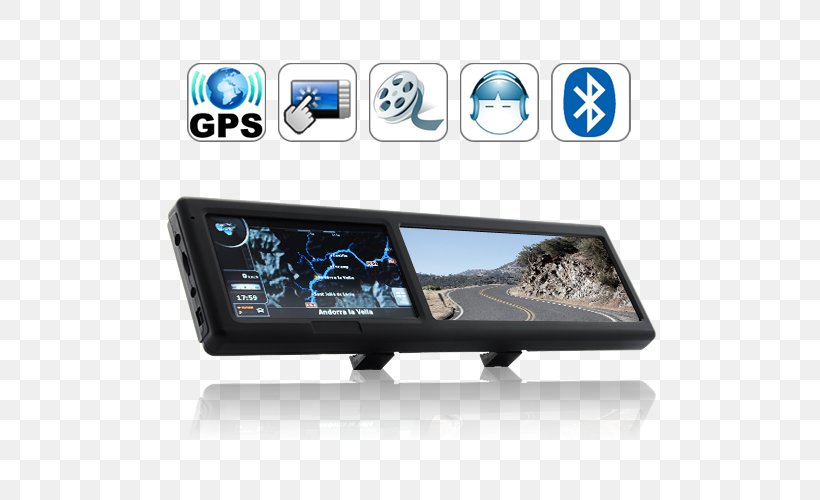 Smartphone GPS Navigation Systems Rear-view Mirror Car Bluetooth, PNG, 500x500px, Smartphone, Bluetooth, Car, Dashcam, Display Device Download Free