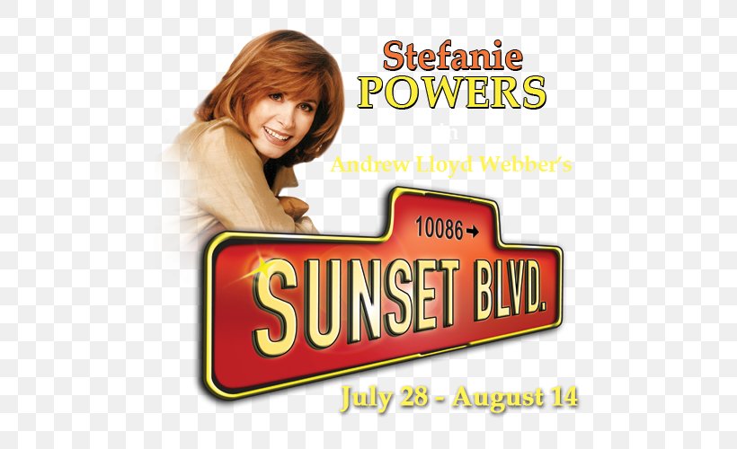 Stefanie Powers Logo Sunset Boulevard Brand Font, PNG, 500x500px, Logo, Brand, Sunset Boulevard, Text Download Free