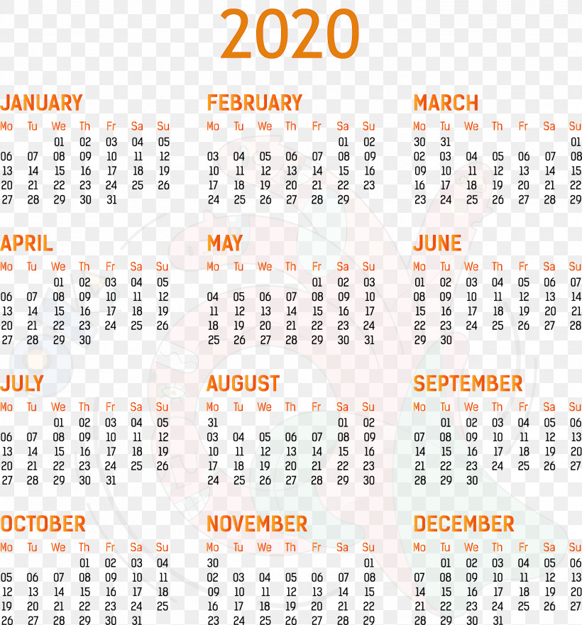 2020 Yearly Calendar Printable 2020 Yearly Calendar Template Full Year Calendar 2020, PNG, 2791x3000px, 2020 Yearly Calendar, Broadcast Calendar, Calendar, Calendar Date, Calendar System Download Free