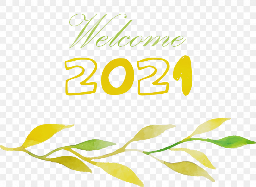Logo Font Yellow Flower Meter, PNG, 3000x2201px, Happy New Year 2021, Bedding, Flower, Happy New Year, Hello 2021 Download Free