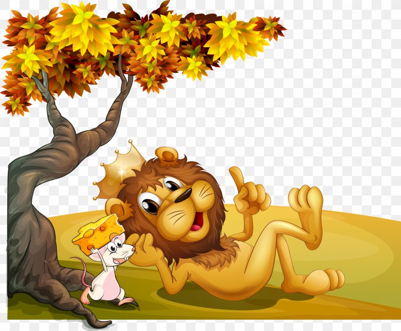 The Lion And The Mouse Aesops Fables Illustration, PNG, 1801x1488px, Lion  And The Mouse, Aesops Fables,