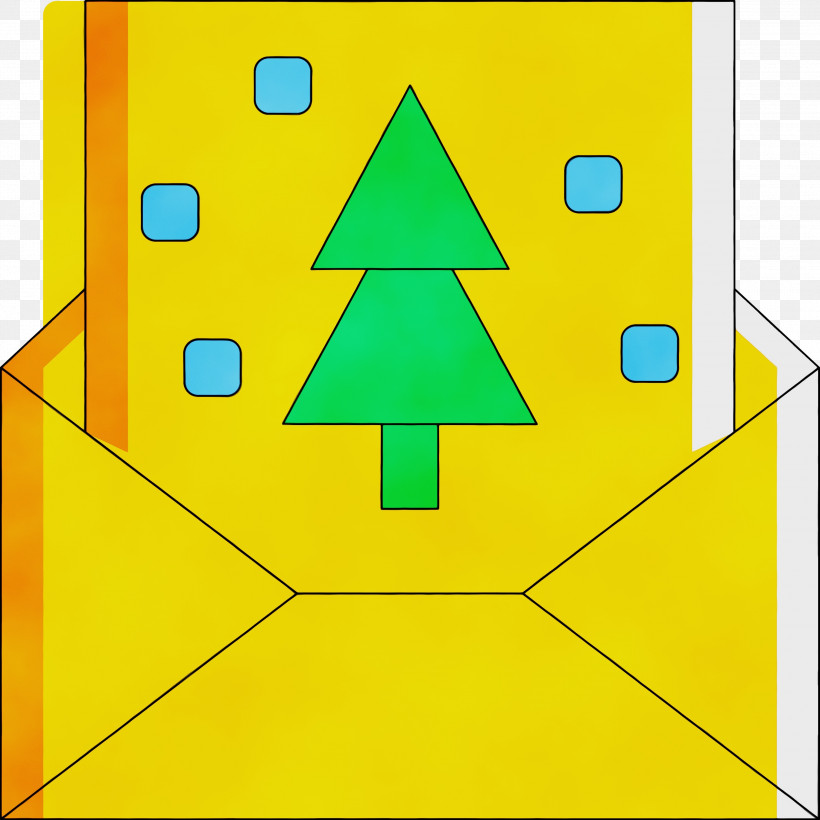 Yellow Line Triangle Triangle Symmetry, PNG, 3000x3000px, Christmas Card, Line, Paint, Symmetry, Triangle Download Free