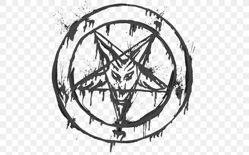 Pentagram Sigil Of Baphomet Symbol Satanism, PNG, 510x510px, Pentagram, Baphomet, Bicycle Wheel, Black And White, Black Magic Download Free