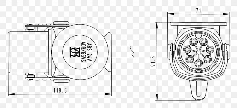 Trailer Connector Electrical Connector Car Drawing, PNG, 1134x520px, Trailer Connector, Antilock Braking System, Auto Part, Black And White, Car Download Free