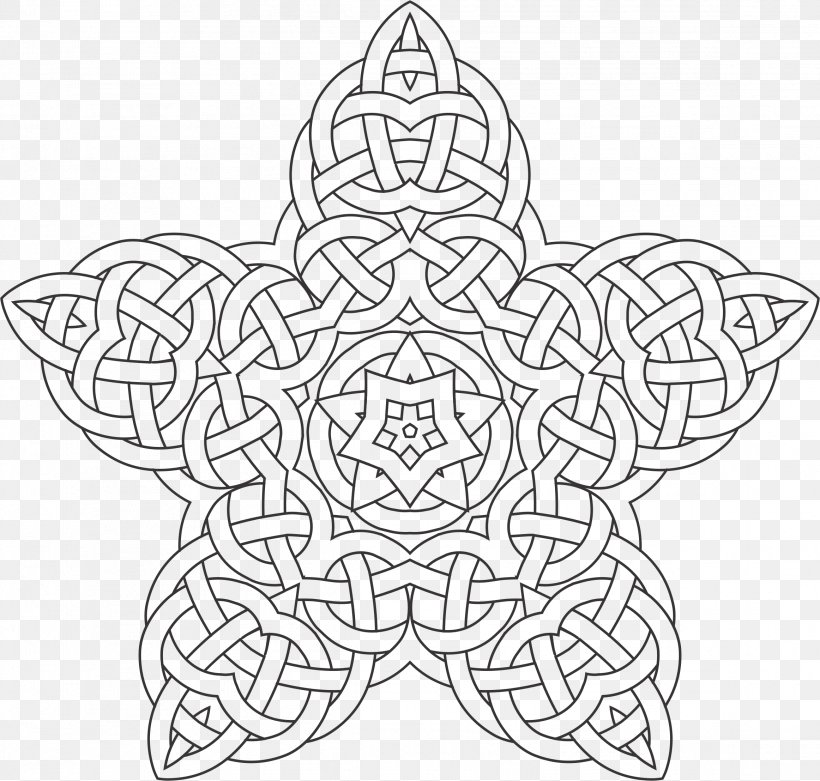 Line Art Mandala Drawing Clip Art, PNG, 2324x2214px, Line Art, Area, Art, Black And White, Celtic Knot Download Free