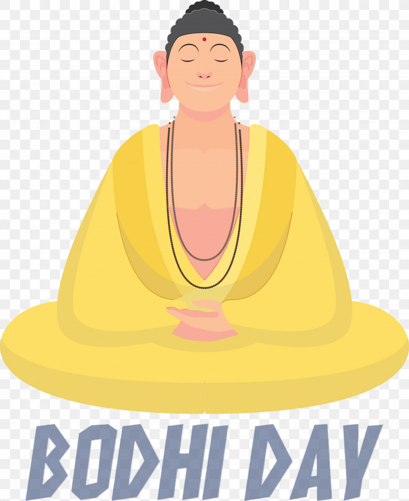Yellow Sitting Hat, PNG, 2450x3000px, Bodhi Day, Bodhi, Hat, Paint, Sitting Download Free