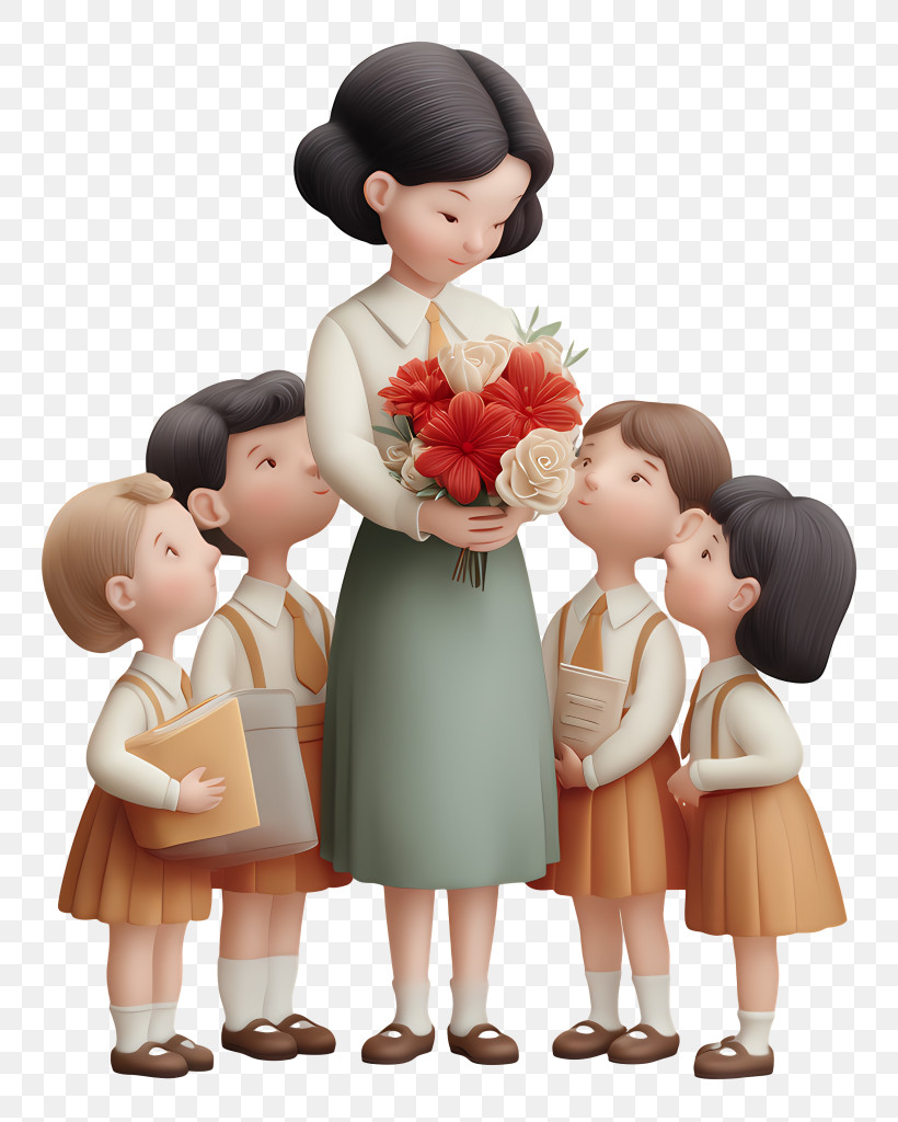 Teachers Day - Teacher With Children Illustration PNG