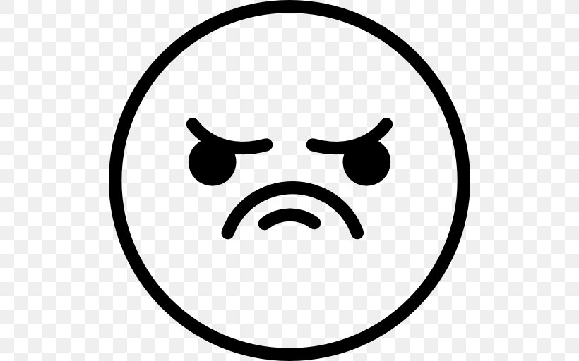 Anger Smiley Emoticon, PNG, 512x512px, Anger, Black, Black And White, Computer Program, Emoji Download Free