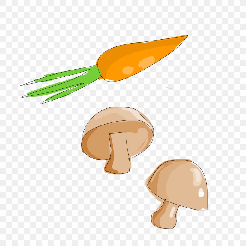 Cartoon Mushroom, PNG, 1000x1000px, Cartoon, Carrot, Drawing, Food, Mushroom Download Free