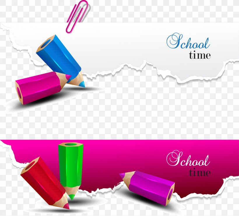 Paper School Pencil Illustration, PNG, 2654x2400px, Paper, Banner, Brand, Colored Pencil, Drawing Download Free