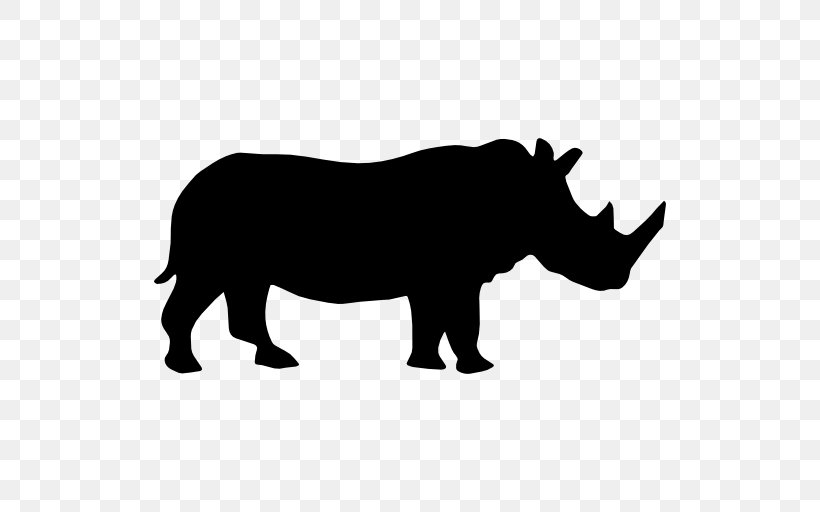 Rhinoceros Silhouette Clip Art, PNG, 512x512px, Rhinoceros, Animal Figure, Black And White, Cattle Like Mammal, Drawing Download Free