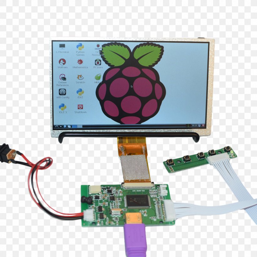 Raspberry Pi Display Device Laptop Remote Controls Computer, PNG, 1024x1024px, Raspberry Pi, Arduino, Computer, Computer Hardware, Computer Monitors Download Free